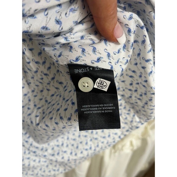 Men’s Slate & Stone Flamingo Print Short Sleeve Shirt LG - Picture 5 of 9